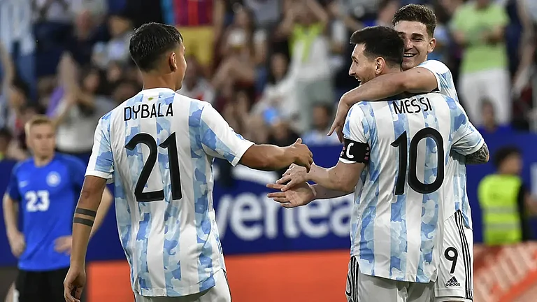 Argentina celebrating the victory. - null