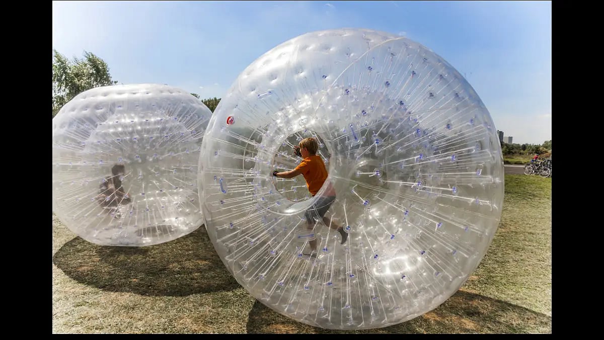 Zorbing adventure sport is named after zorb, the name of human hamster ball