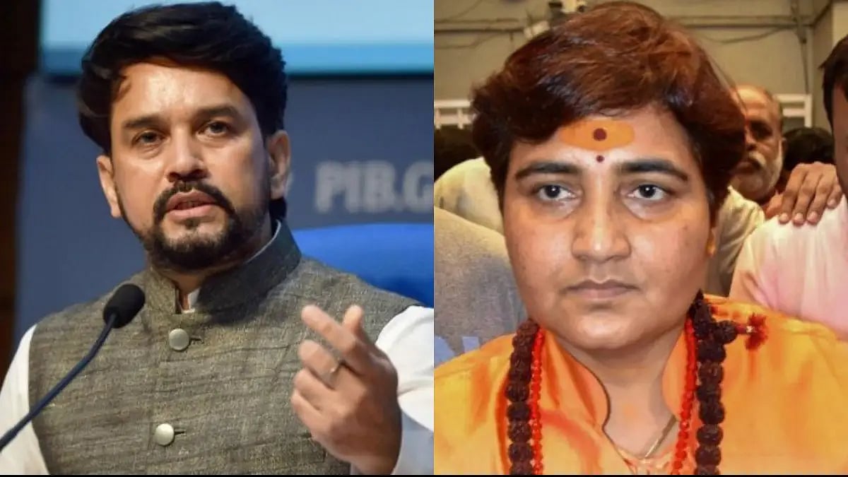 BJP leaders Anurag Thakur (left), Sadhvi Pragya 