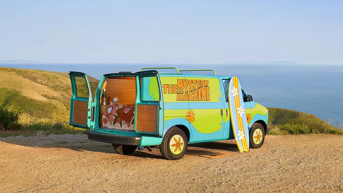 The Mystery Machine along the coast 