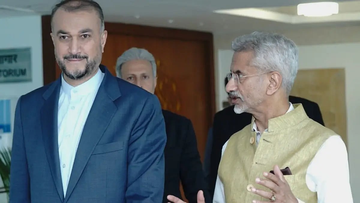 Iranian Foreign Minister Hossein Amir-Abdollahian  with External Affairs Minister S Jaishankar