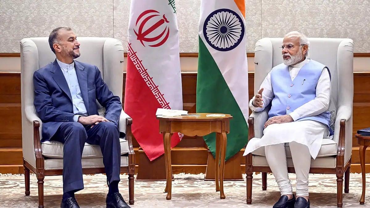 Prime Minister Narendra Modi interacts with Foreign Minister of Iran Hossein Amir-Abdollahian