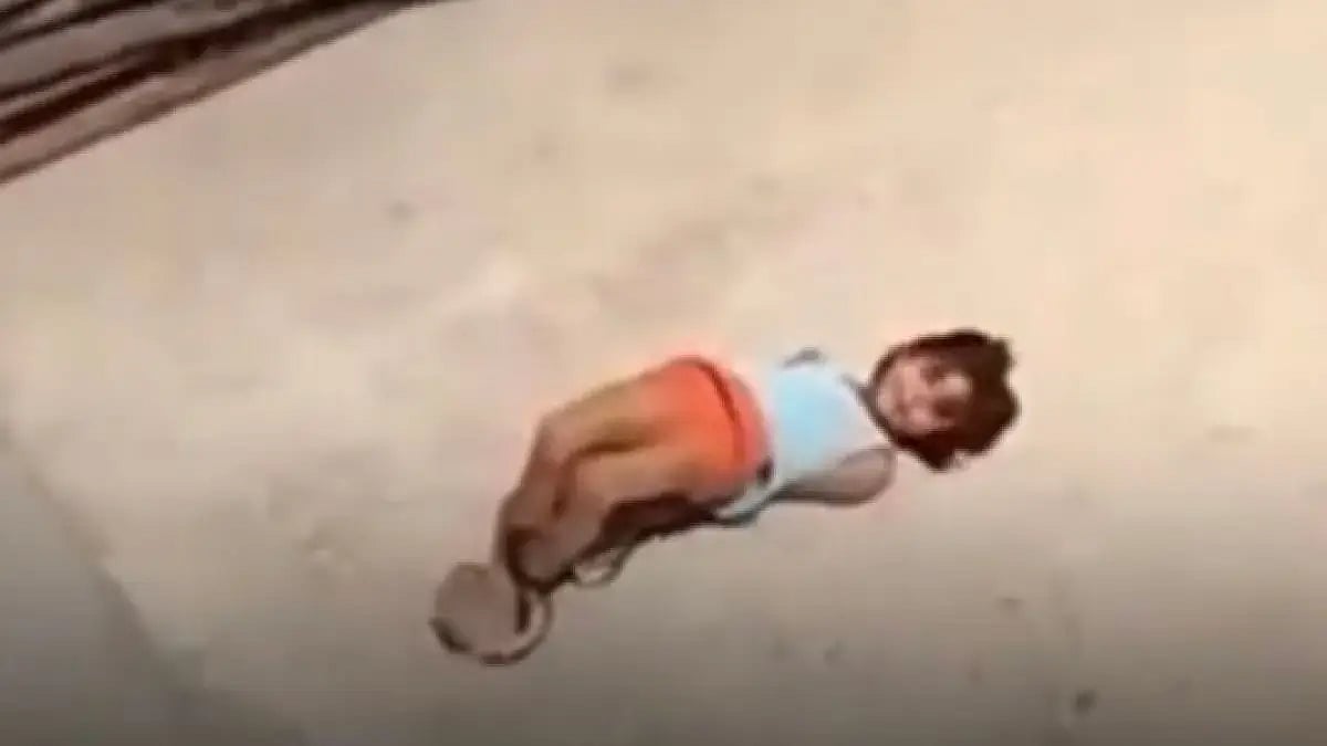 A video of a five-year-old girl in Delhi lying alone on a terrace with her hands and legs tied emerg