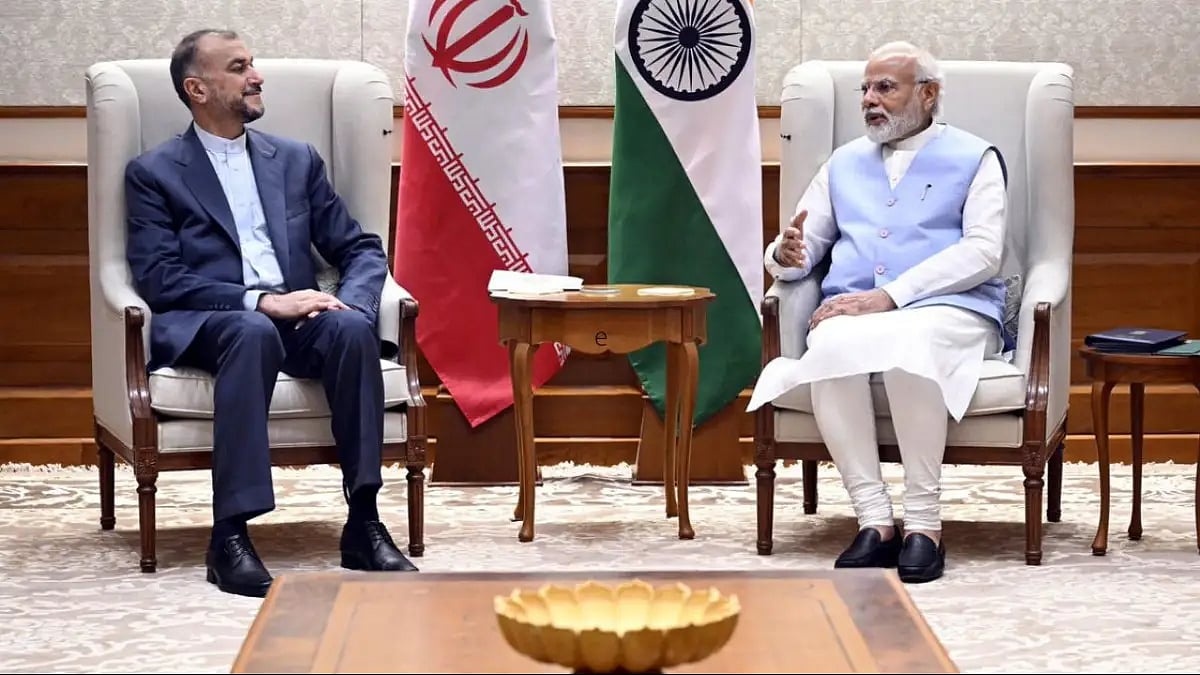 Iranian Foreign Minister Hossein Amirabdollahian with Prime Minister Narendra Modi in New Delhi