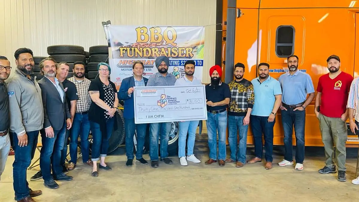 Jass Dhillon, CEO Highway Motor Freight Limited, donates 31,100 dollars to the Children’s Hospital F
