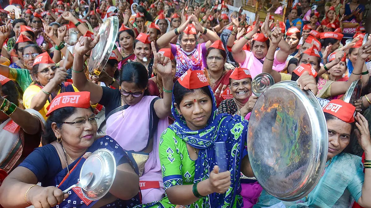Delhi Anganwadi Workers Hold Protest And Demand Reinstation Of Workers