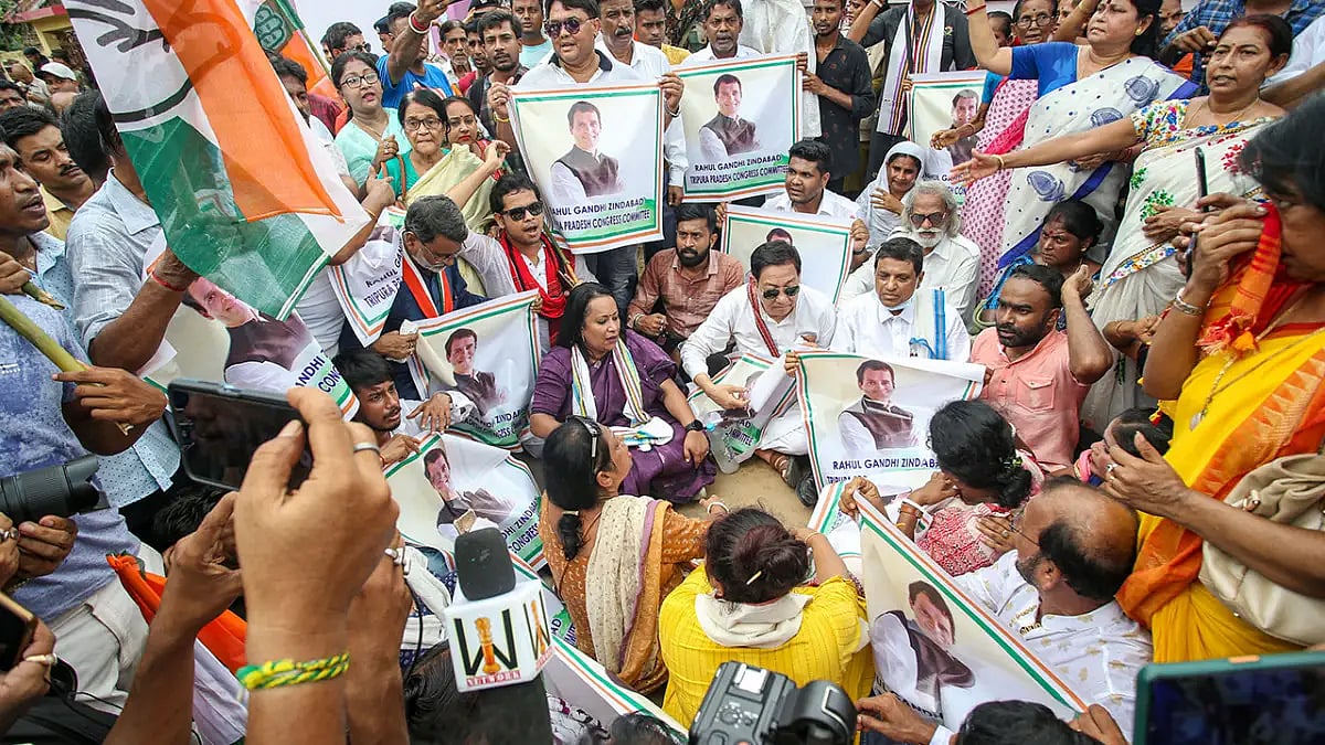Rajasthan Congress Takes Out Protest March Against ED Notices To Gandhis