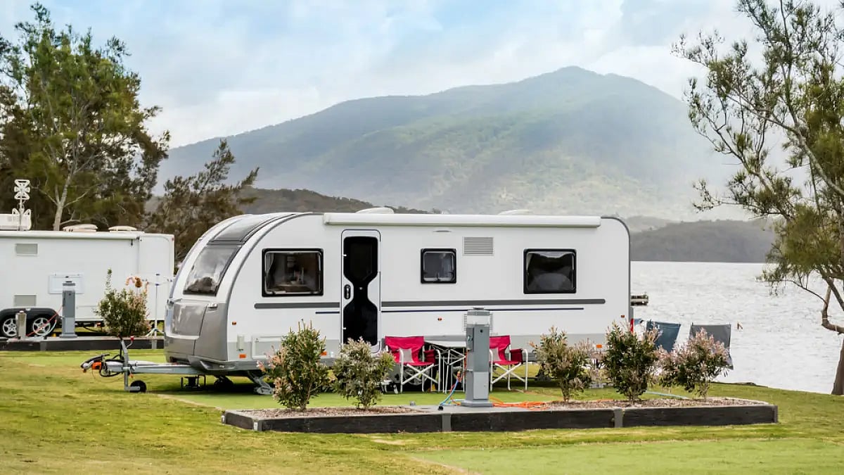 RV caravan camping at a caravan park 