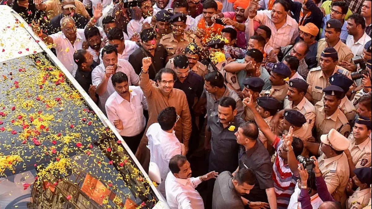 Shiv Sena President Uddhav Thackeray with his son Aditya Thackeray and family.