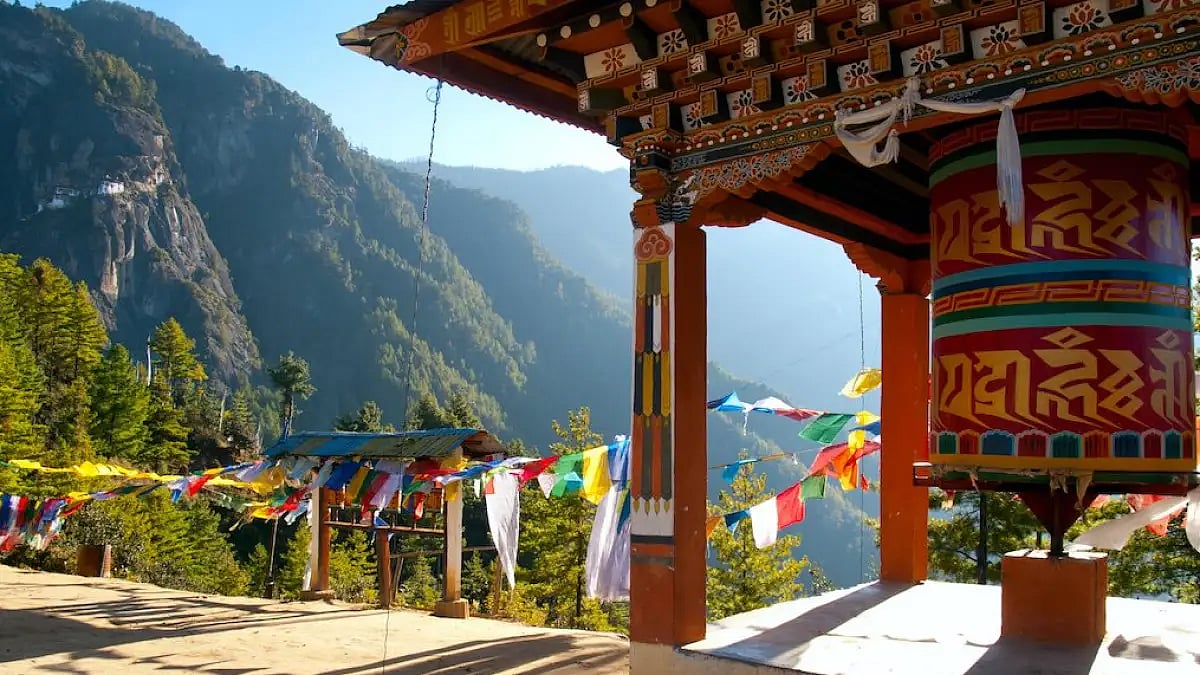 View of the Taktshang monastery in Paro