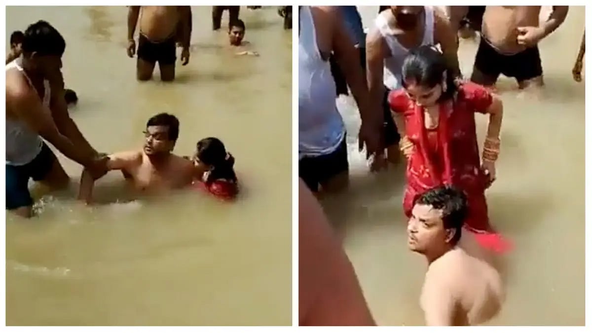 Couple harassed for 'kissing' in Ayodhya's Saryu river