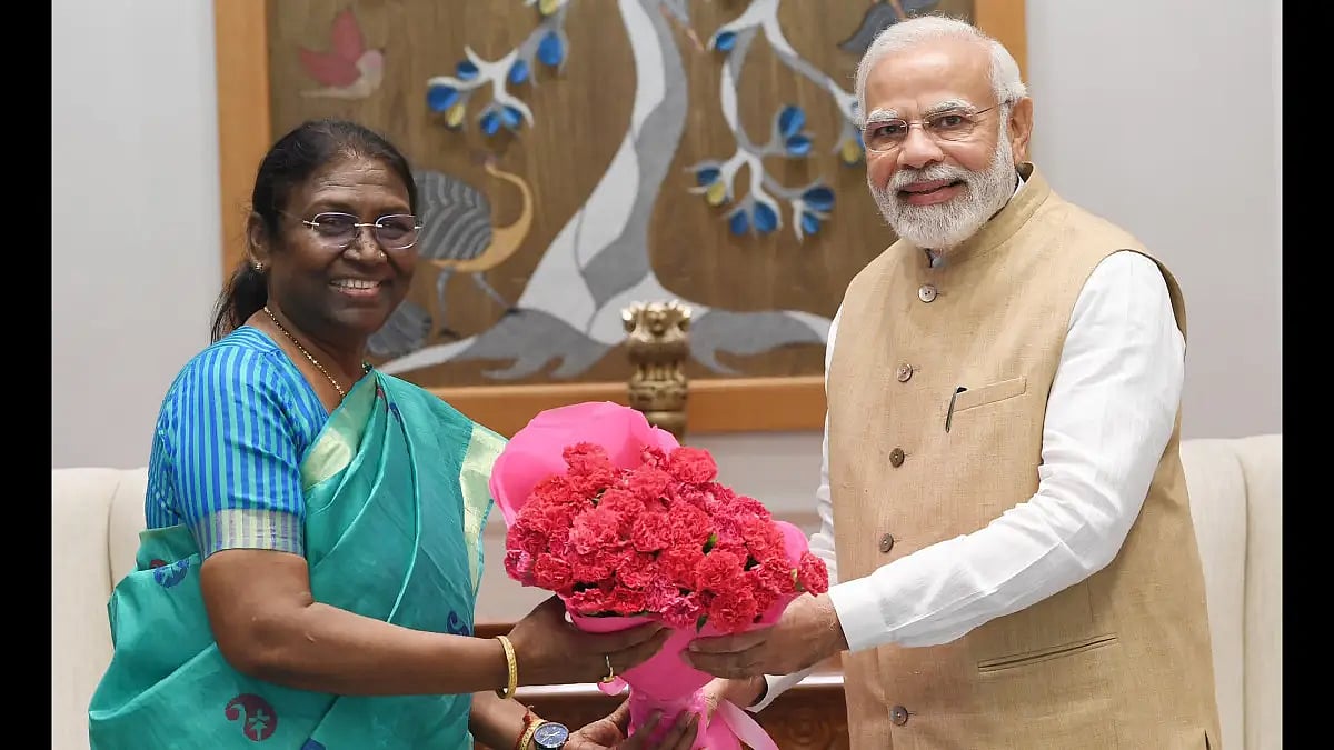 Prime Minister Narendra Modi with NDA's Presidential candidate Droupadi Murmu.Droupadi Murmu 