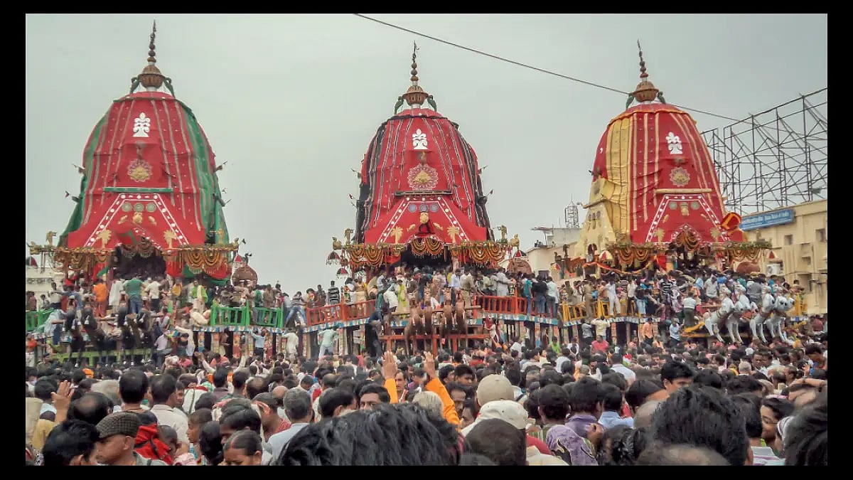 Crowds wait for the chariots to roll on the day of Puri Rathayatra