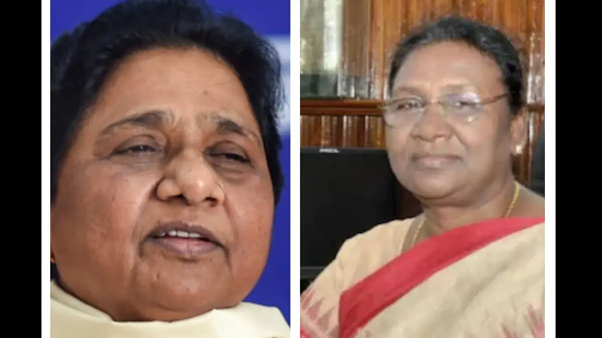Bahujan Samaj Party (BSP) CHIEF Mayawati (left) and NDA's presidential candidate Droupadi Murmu (Rig