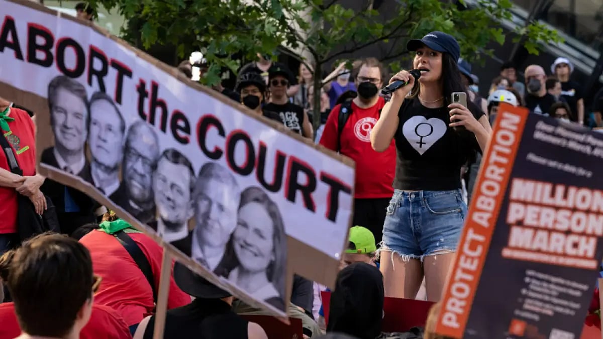 Protesters in support of the abortion rights outside the Jackson Federal Building in Seattle on Frid