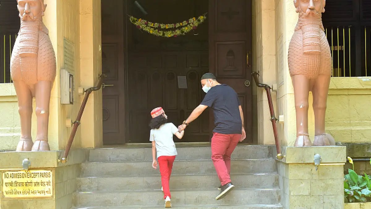 Followers of Parsi community celebrate Navroz by visiting Rustom Framna Agiary at Dadar