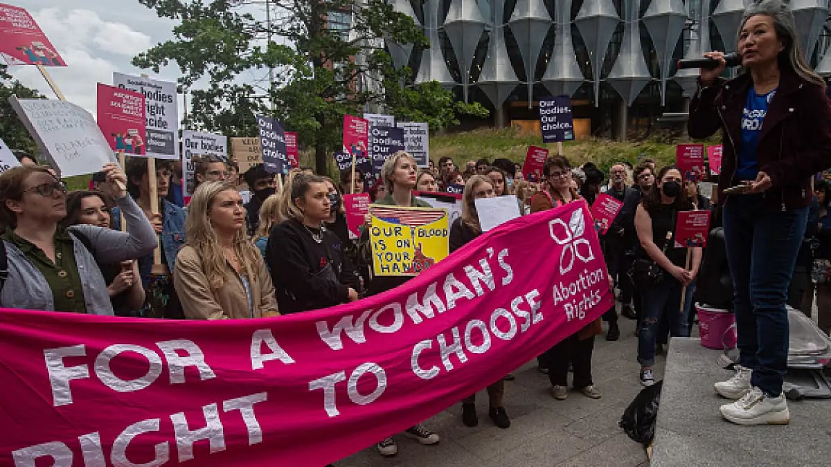 The Abortion Rights Campaign hold a protest.