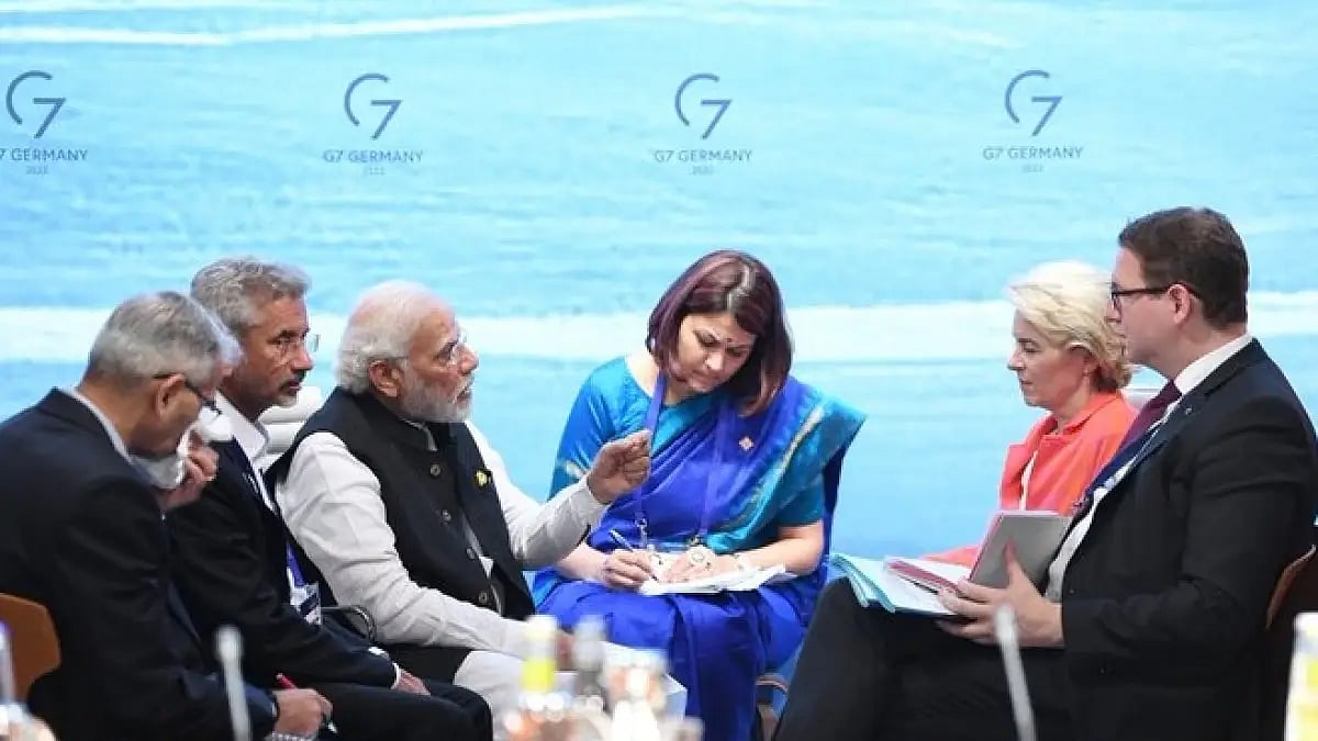 File photo : PM Modi in conversation with EU Commission President Ursula von der Leyen in Germany
