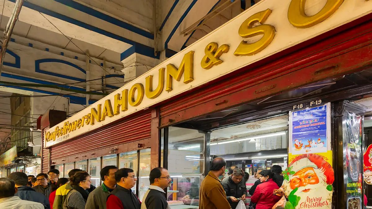 Customers line up to buy Christmas cakes at Nahoum & Sons in Kolkata