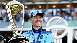 Eoin Morgan lifted the 2019 Cricket World Cup trophy at Lord's.