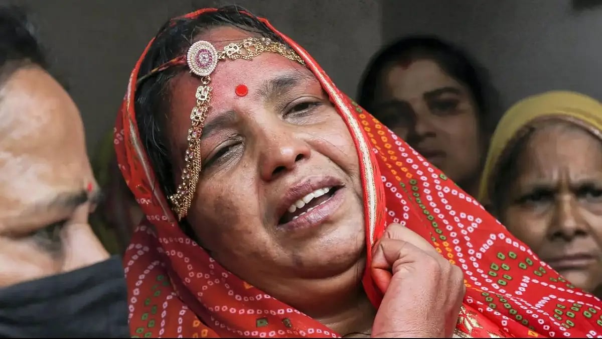 Kanhaiya Lal's wife Jashoda Bai at his funeral on Wednesday in Udaipur