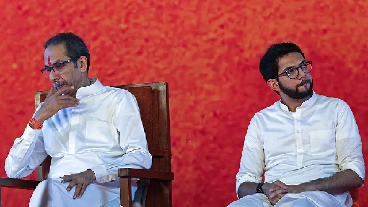 Uddhav Thackeray with son Aditya Thackeray. 