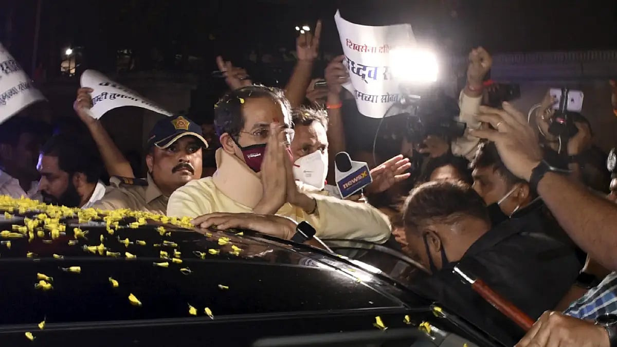 Shiv Sena chief Uddhav Thackeray leaves from official CM residence
