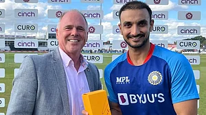 Harshal Patel was declared man of the match for his all-round performances on Sunday.