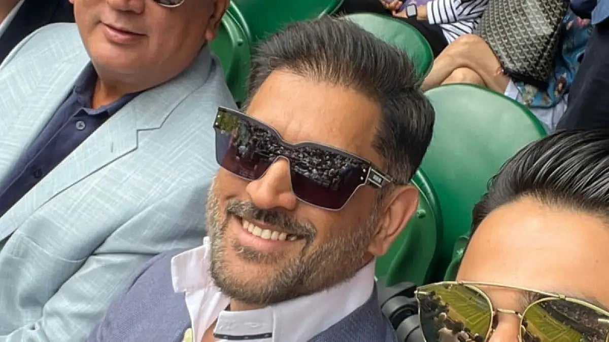 MS Dhoni was seen watching Wimbledon 2022, quarter-final match between Rafael Nadal and Taylor Fritz.