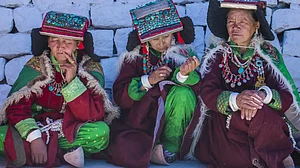 Known for its regional variations, the perag is a headdress worn exclusively by women of Ladakh