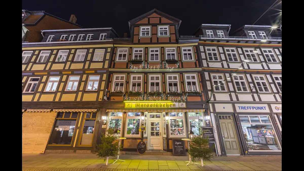  Timber-frame houses line old streets of Wernigerode in Germany