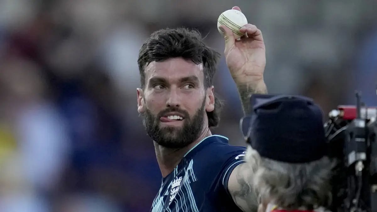England's Reece Topley won the player of the match in the second ODI against India at Lord's, July 14, 2022.