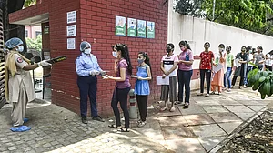 Representative Image : Student Line Up Outside Exam Centre For NEET UG