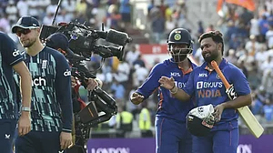 India's Ravindra Jadeja and Rishabh Pant were involved in an unbeaten 56-run stand in the 3rd ODI against England.