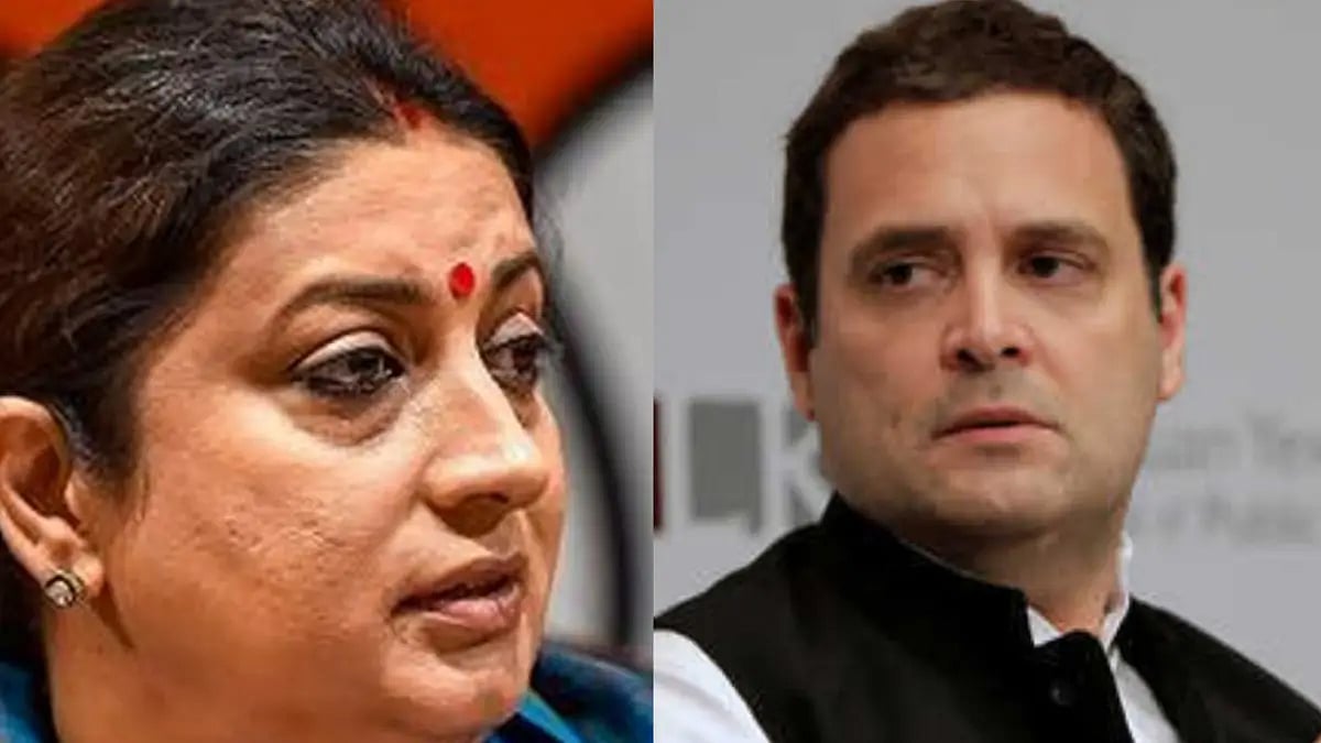 Union Minister Smriti Irani (Left) and Congress Leader Rahul Gandhi (Right)