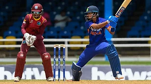 Shreyas Iyer in action against West Indies during the ODI series.