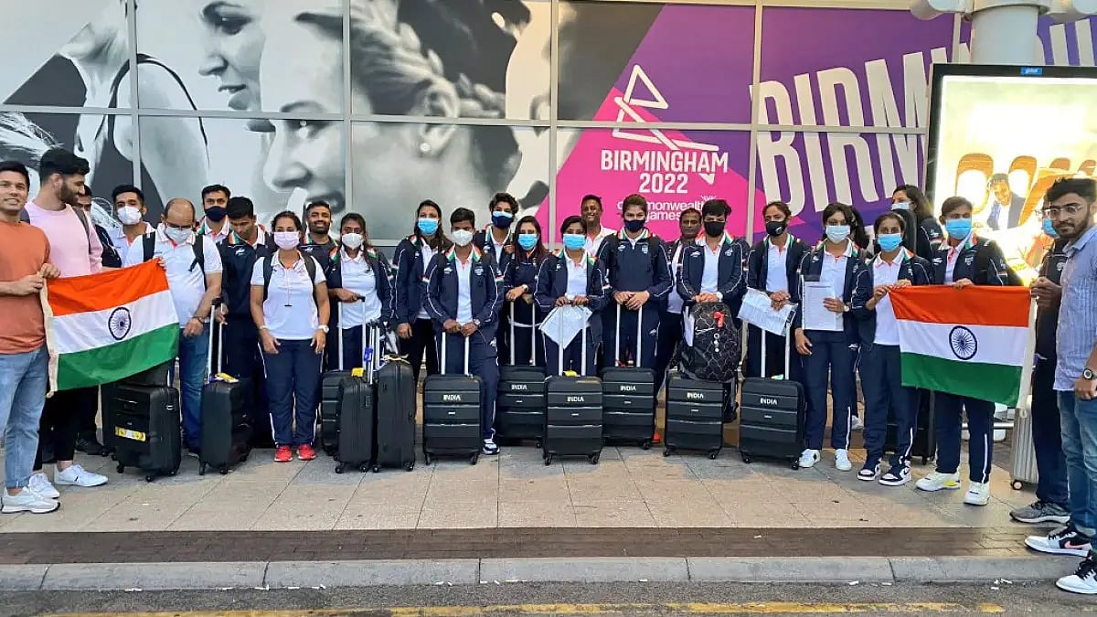The Indian women's cricket team after their arrival in Birmingham for Commonwealth Games 2022.