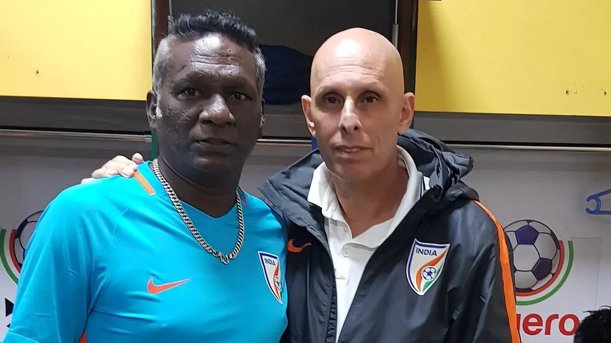 Stephen Constantine (R) is with IM Vijayan during his India national football team days.  