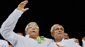 Former friends Lalu Prasad Yadav and Nitish Kumar