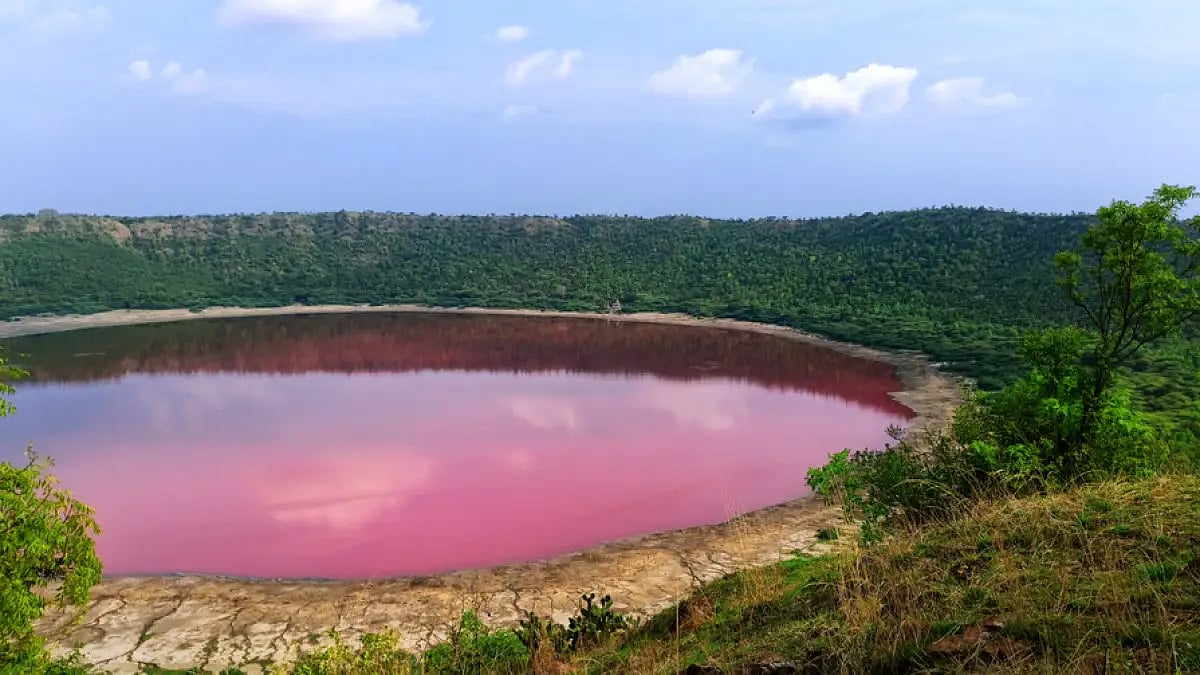 It is an oval-shaped saline lake which has turned pink due to the presence of haloarchaea microbes