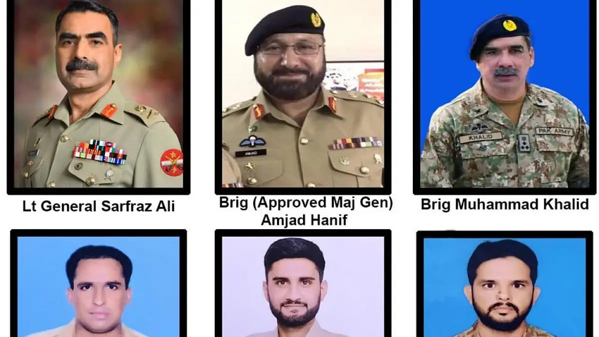 Names and photographs of six military personnel killed in the crash released by Pakistani military 
