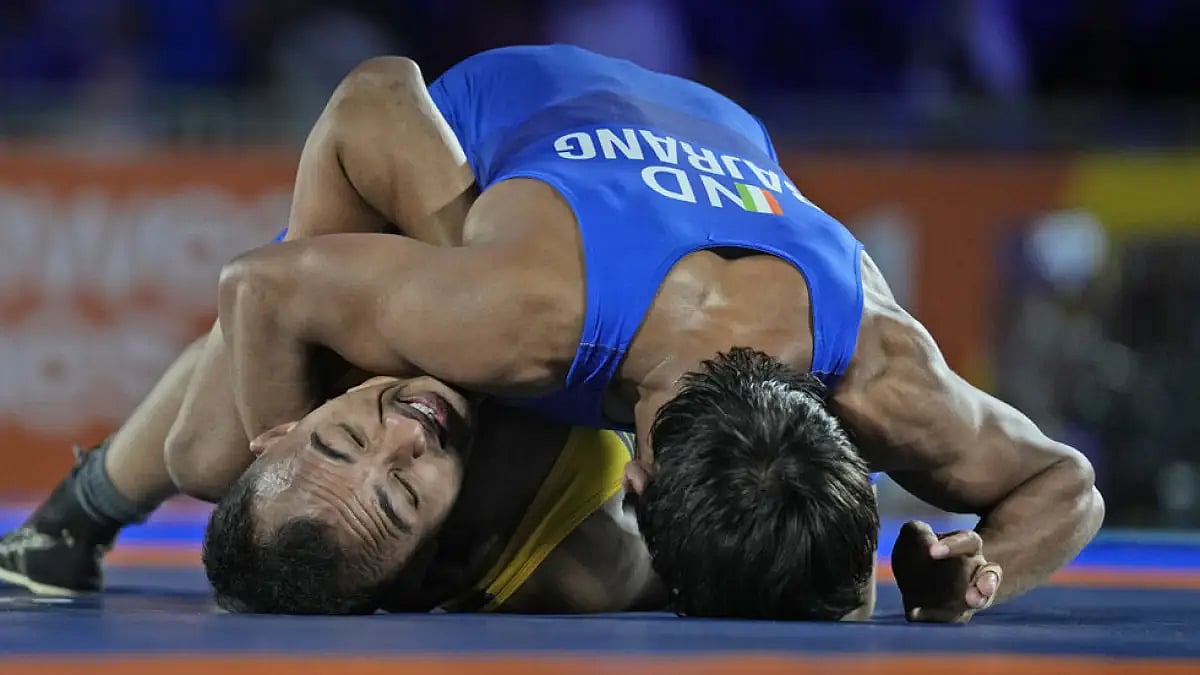 Nine bouts had already taken place before the session was stopped. India's Bajrang Punia and Deepak Punia had won their bouts.