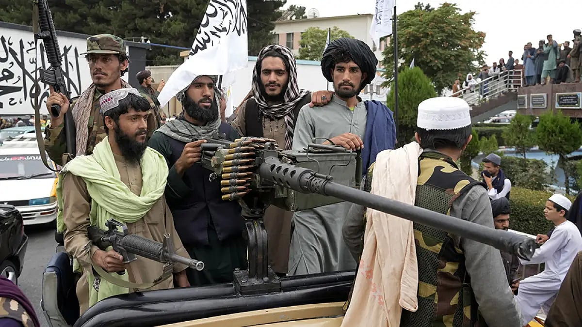 Taliban fighters celebrate one year since they seized the Afghan capital, Kabul