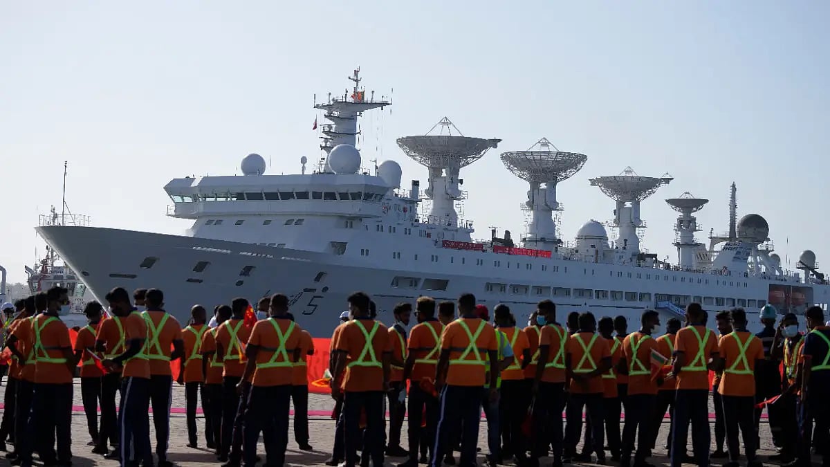 Yuan Wang 5, a Chinese scientific research ship, arrived at the port in Hambantota, Sri Lanka on Tue