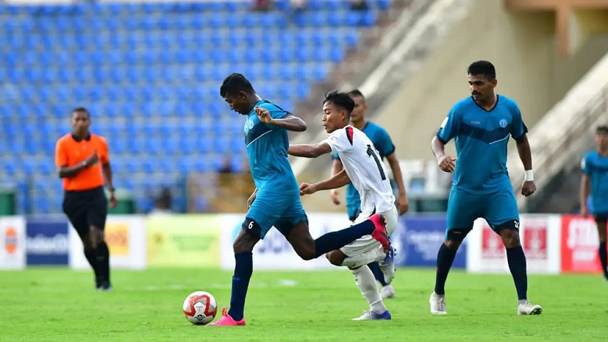 Army Green and NorthEast United players in action during their Durand Cup 2022 match.