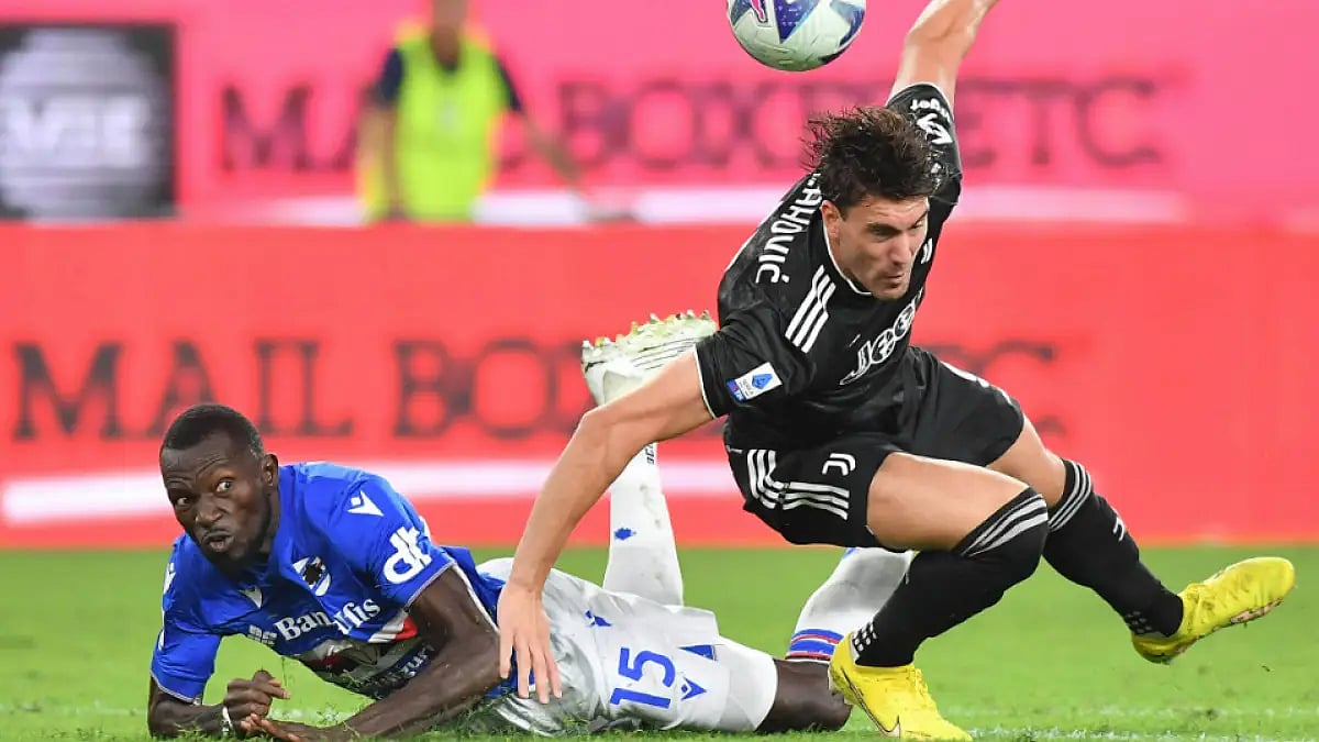 Action during Juventus vs Sampdoria match in Serie A 2022-23.  