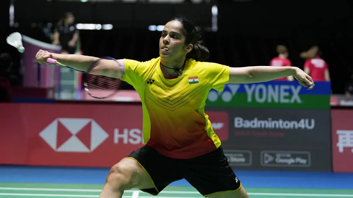 India's Saina Nehwal in action against Cheung Ngan Yi of Hong Kong.
