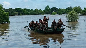Indian Army personnel deployed in flood-like situations in Rajasthan
