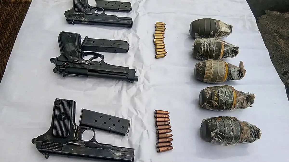 Arms recovered from LeT terrorists in J&K 