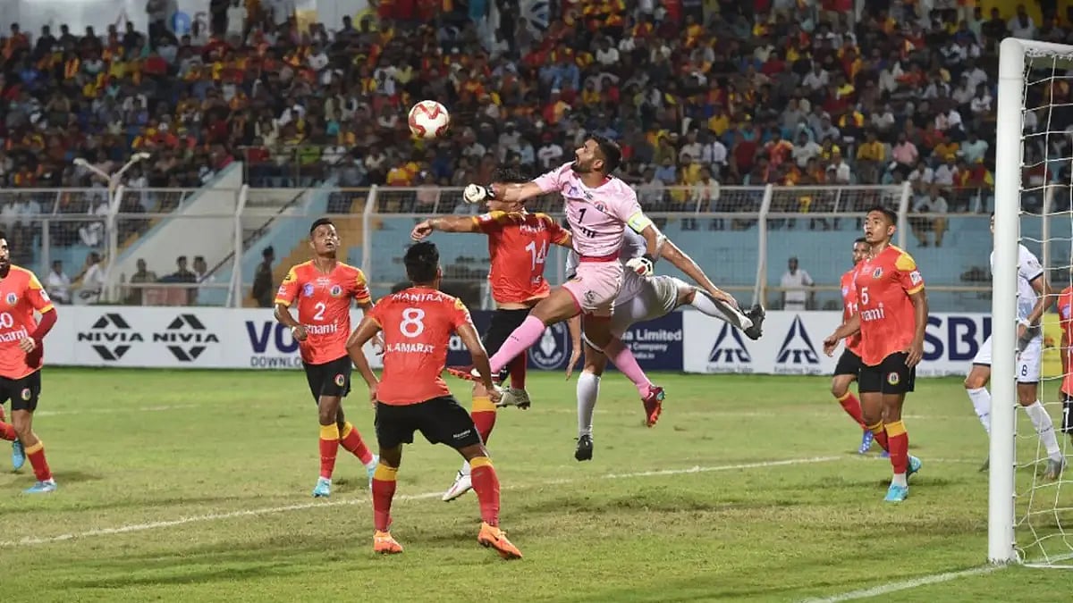 Action during East Bengal vs Rajasthan United match at Durand Cup 2022.  
